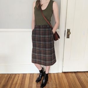 Vintage Pendleton Wool High Rise Midi Skirt